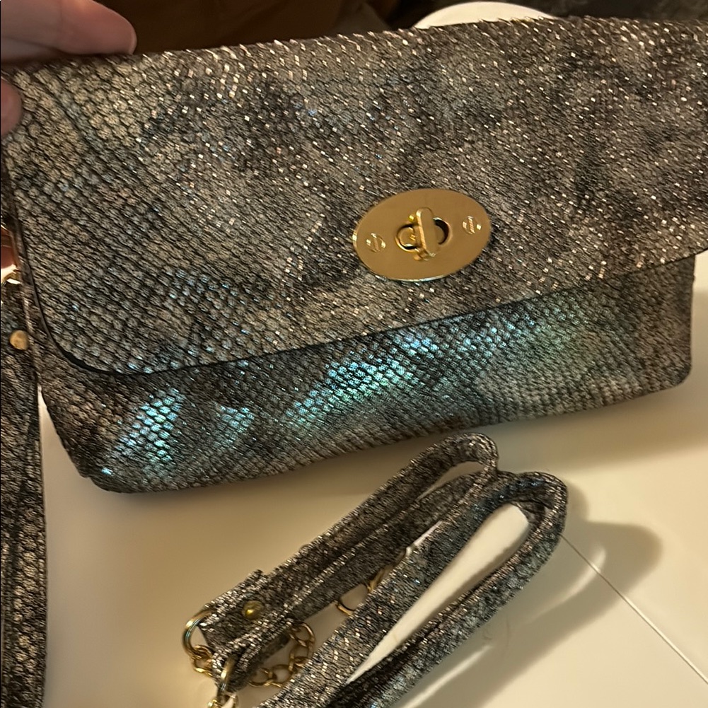 Metallic Silver Clutch By Mellow World Brand